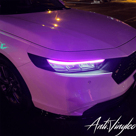 2023+ Honda Accord with purple headlight DRL tint, showcasing sleek design and custom aesthetics.