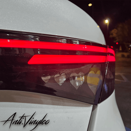 Custom turn signal overlays featuring heart cutouts on a 2023+ Honda Accord tail light.