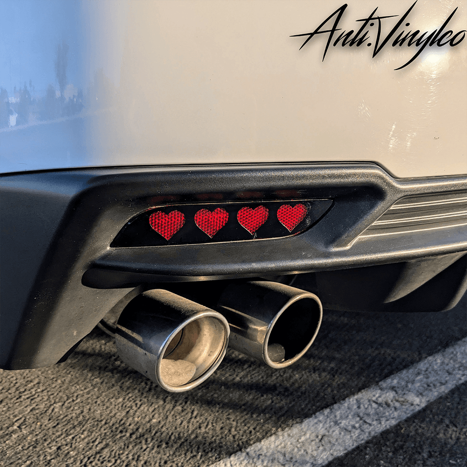 Rear reflector overlay set for 2025+ Toyota Camry with heart design, enhancing vehicle aesthetics.