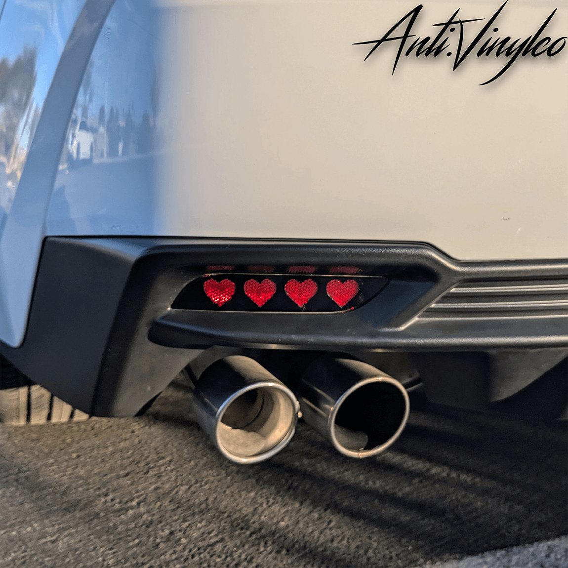 Custom rear reflector overlay set for 2025+ Toyota Camry with heart design, enhancing vehicle aesthetics.