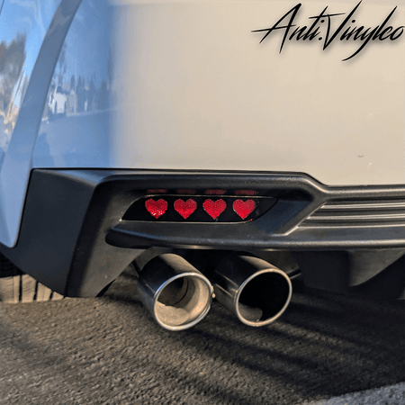 Custom rear reflector overlay set for 2025+ Toyota Camry with heart design, enhancing vehicle aesthetics.